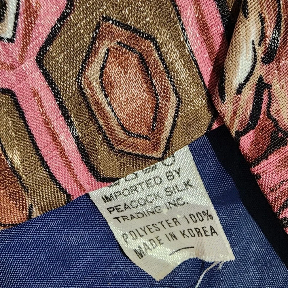 Vintage Asian‎ Sin Dong-A Necktie Floral Tie Mauve Pink Green Church Office